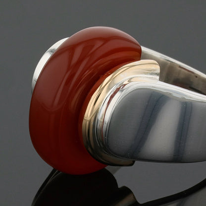 Puiforcat silver, gold and cornaline ring