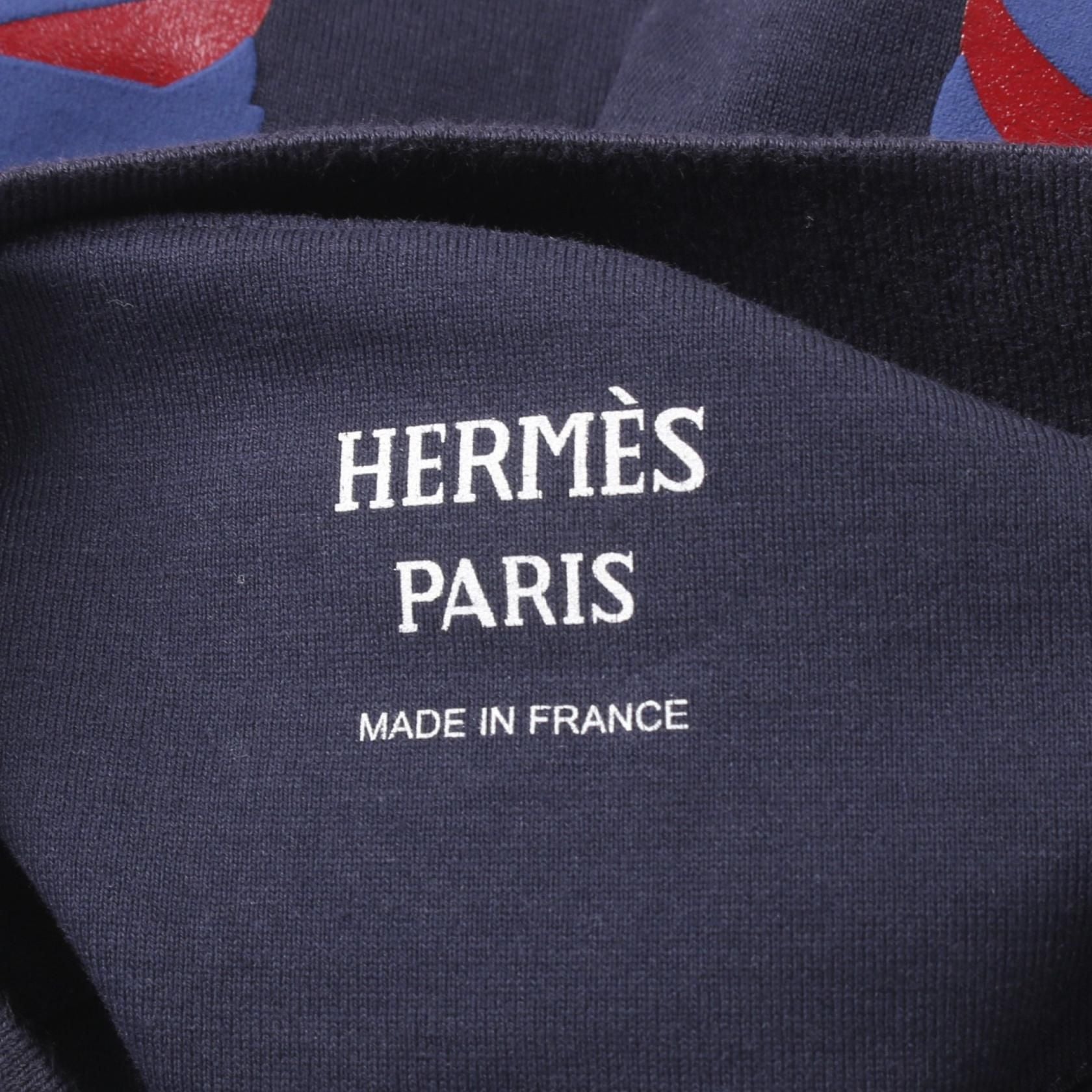 Hermes Kanoe T-shirt Navy Red Cotton 3e 4621dl