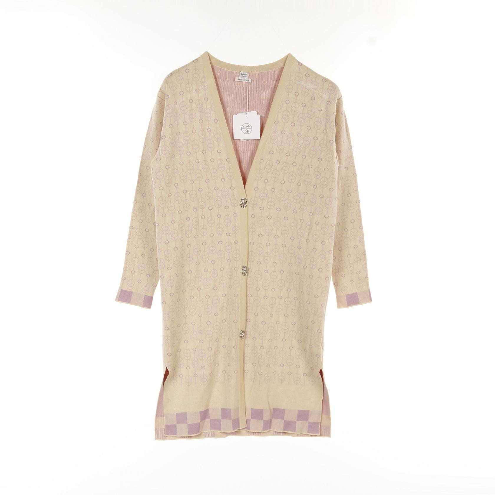Hermes Culiquetis Cardigan 2e 2103d 4 Silk Nylon Yellow Purple 