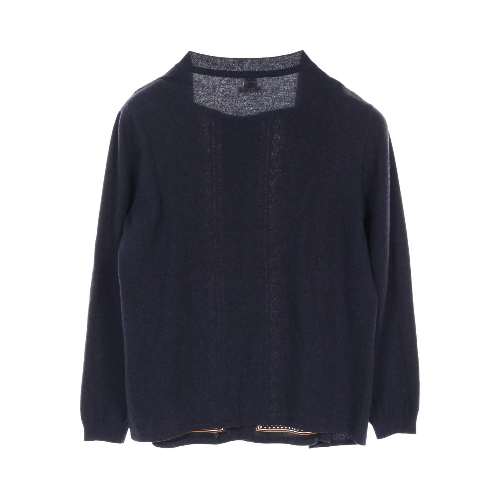 Hermes Les Cles Bandana Cardigan Jacket 67-7762 Silk Wool Navy 