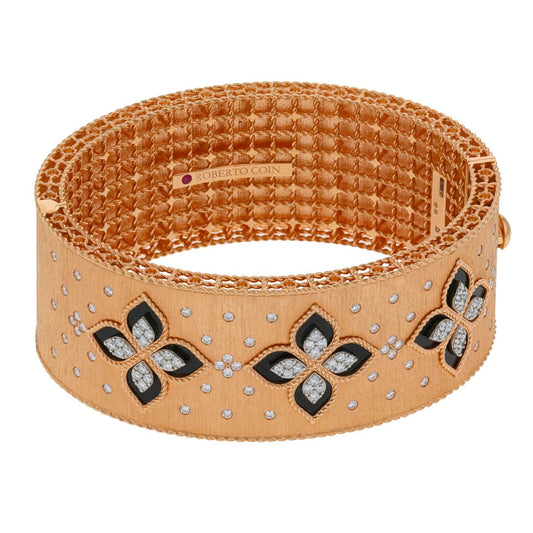 Roberto Coin Princess Flower diamonds, jade and gold bracelet