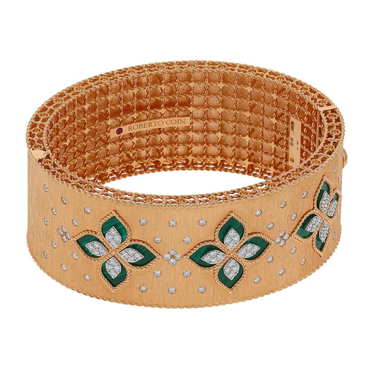 Roberto Coin Princess Flower malachite, diamonds and gold bracelet