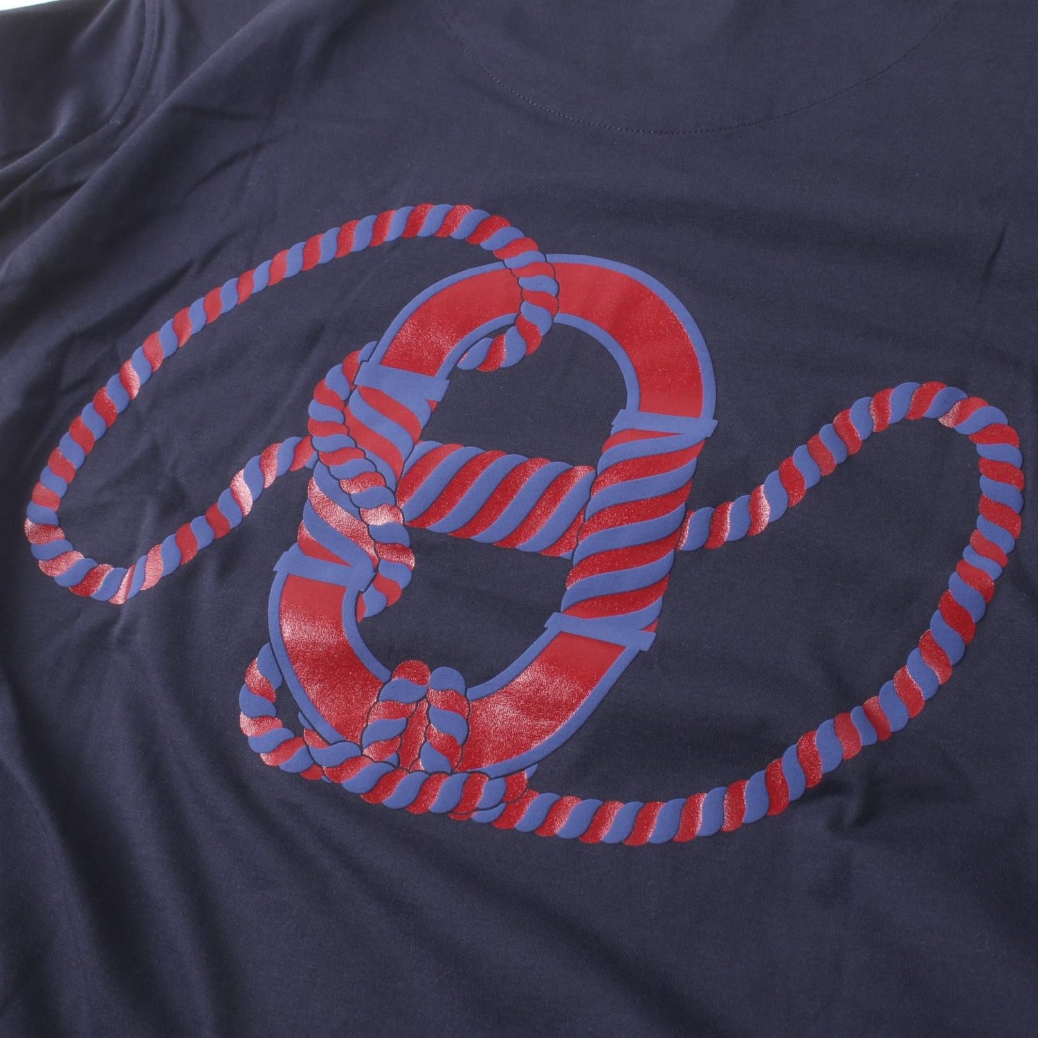 Hermes Kanoe T-shirt Navy Red Cotton 3e 4621dl