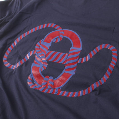 Hermes Kanoe T-shirt Navy Red Cotton 3e 4621dl