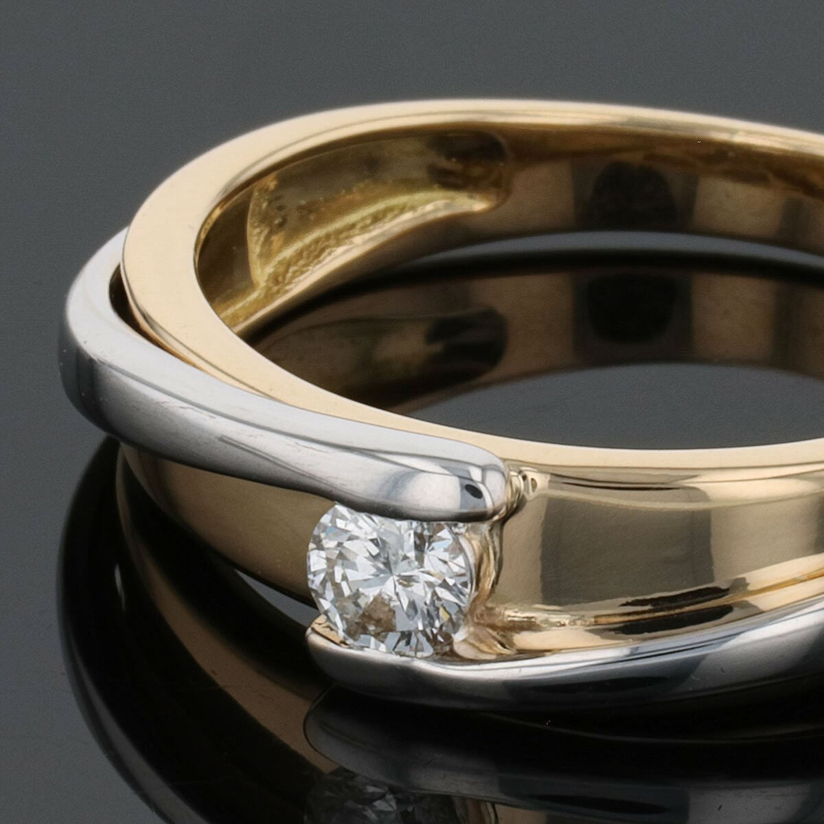 two tones gold and diamond ring