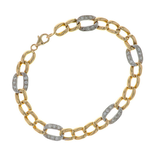 Two tones gold and diamonds bracelet