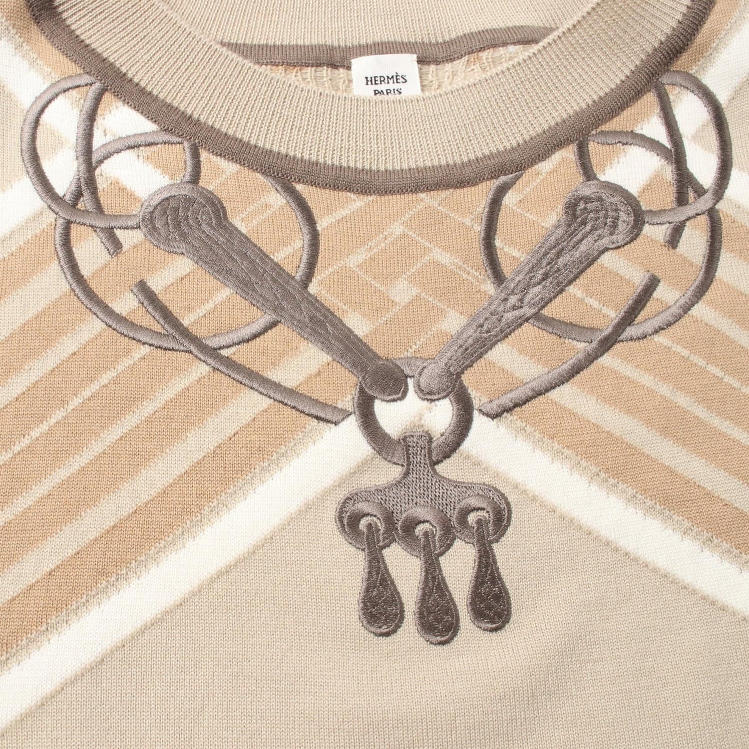 Hermes Mors A Jouets Embroidery Dress 336 4h 2534dd Wool Beige