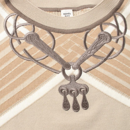 Hermes Mors A Jouets Embroidery Dress 336 4h 2534dd Wool Beige