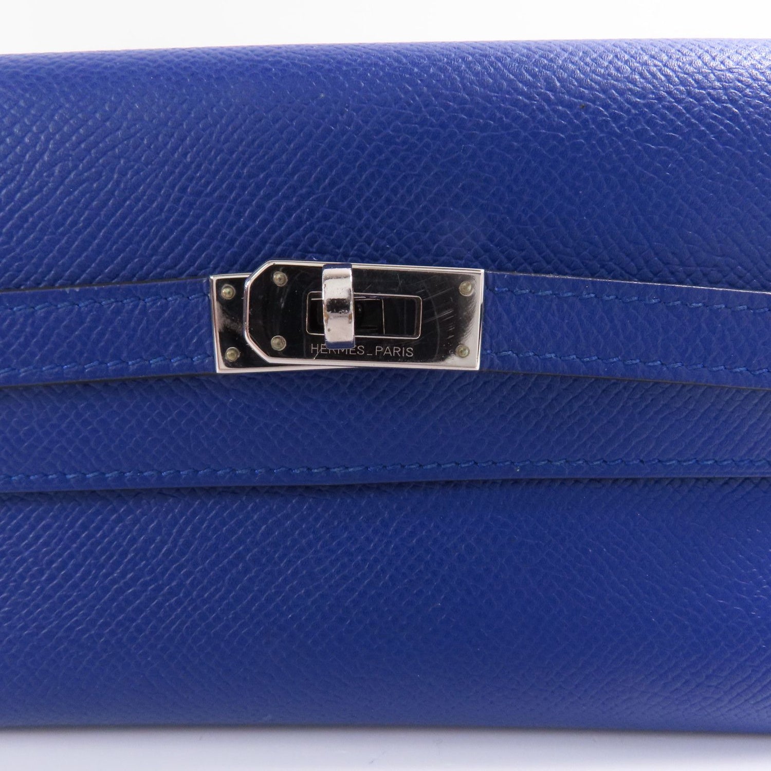 Hermes Epsom Leather Kelly Wallet Ginpaku Chosenbao Bleu Electrique Tri-Fold Long Wallet Blue Electric Blue 7t/phw Epso