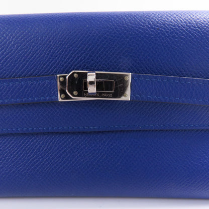 Hermes Epsom Leather Kelly Wallet Ginpaku Chosenbao Bleu Electrique Tri-Fold Long Wallet Blue Electric Blue 7t/phw Epso