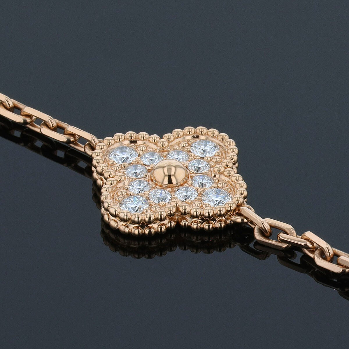 van cleef & arpels alhambra diamonds, mother-of-pearl and gold bracelet