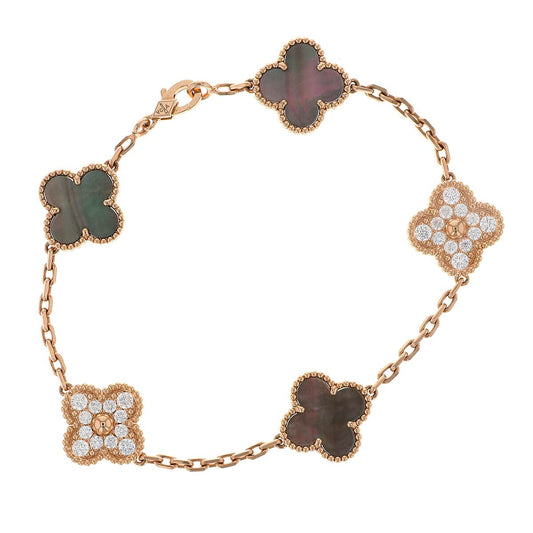 Van Cleef & Arpels Alhambra diamonds, mother-of-pearl and gold bracelet