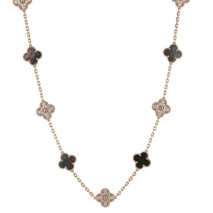 Van Cleef & Arpels Alhambra diamonds, mother-of-pearl and gold long necklace