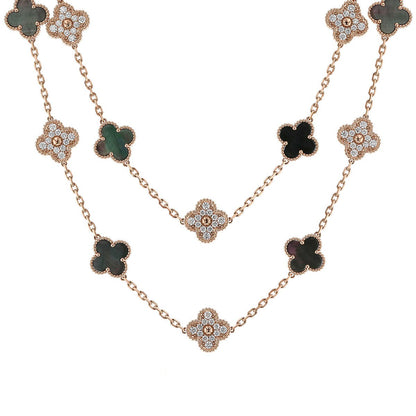 Van Cleef & Arpels Alhambra diamonds, mother-of-pearl and gold long necklace