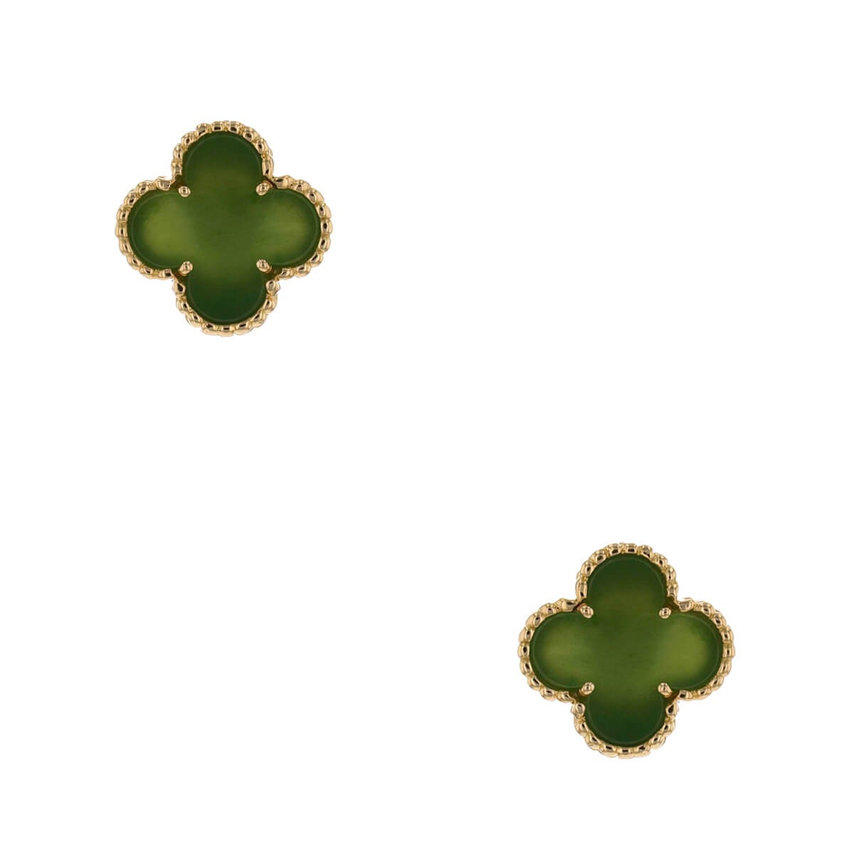 van cleef & arpels alhambra jade and gold earrings