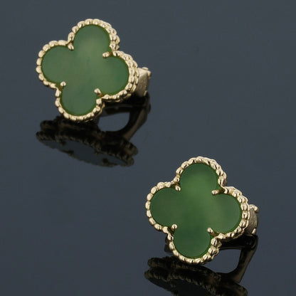 Van Cleef & Arpels Alhambra jade and gold earrings