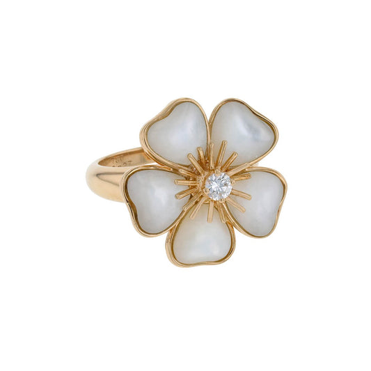 Van Cleef & Arpels Clematite diamond, mother of pearl and gold ring