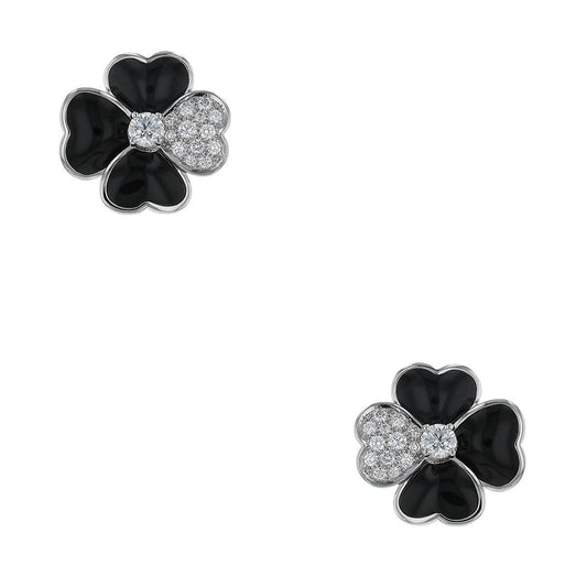 Van Cleef & Arpels Cosmos onyx, diamonds and gold earrings