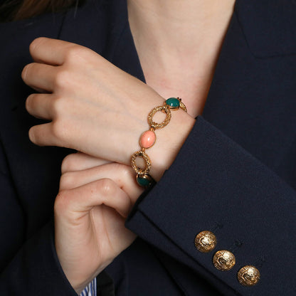 Van Cleef & Arpels Delphes chrysoprase, coral and gold bracelet
