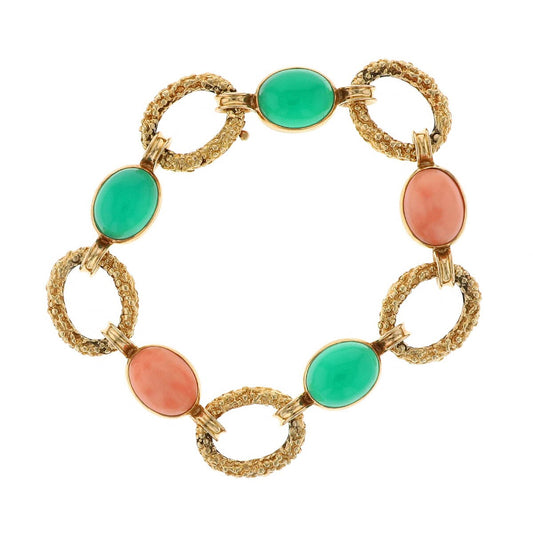 Van Cleef & Arpels Delphes chrysoprase, coral and gold bracelet