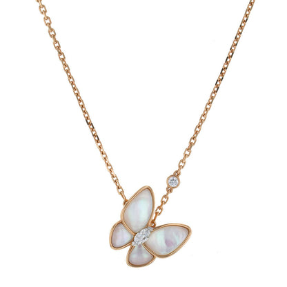 Van Cleef & Arpels Deux Papillons mother of pearl, diamonds and gold necklace
