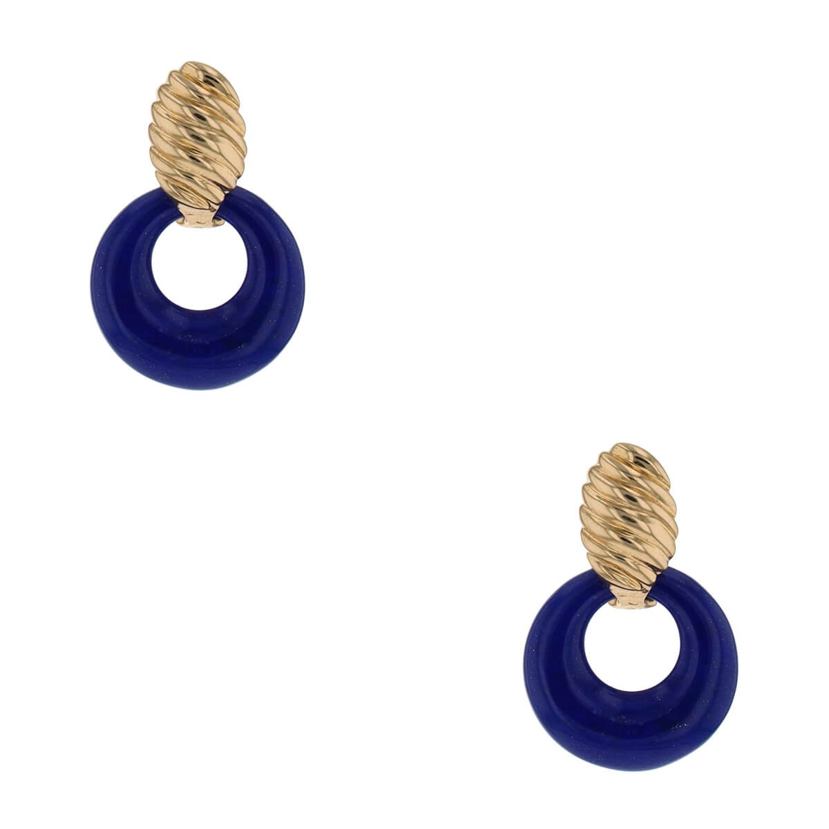 van cleef & arpels gold, lapis lazuli, eye tiger quartz and onyx earrings
