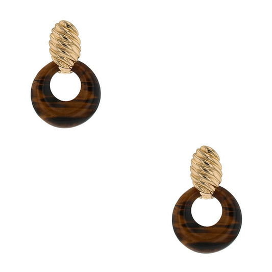 Van Cleef & Arpels gold, lapis lazuli, eye tiger quartz and onyx earrings