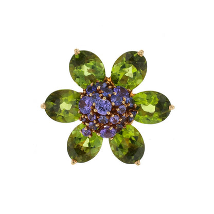 Van Cleef & Arpels Hawa peridots, amethysts and gold brooch