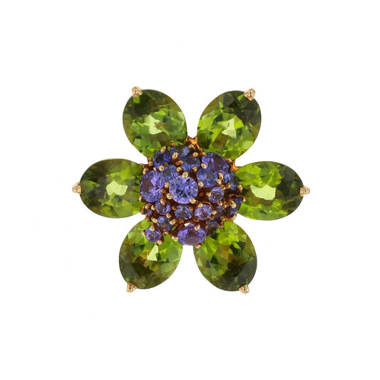 Van Cleef & Arpels Hawa peridots, amethysts and gold brooch