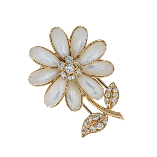Van Cleef & Arpels mother-of-pearl, diamonds and gold brooch
