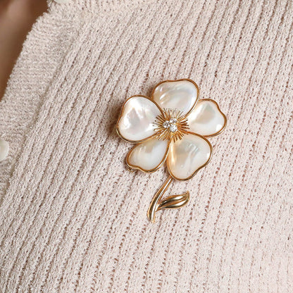 Van Cleef & Arpels mother-of-pearl, diamonds and gold brooch