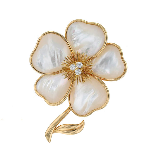 Van Cleef & Arpels mother-of-pearl, diamonds and gold brooch