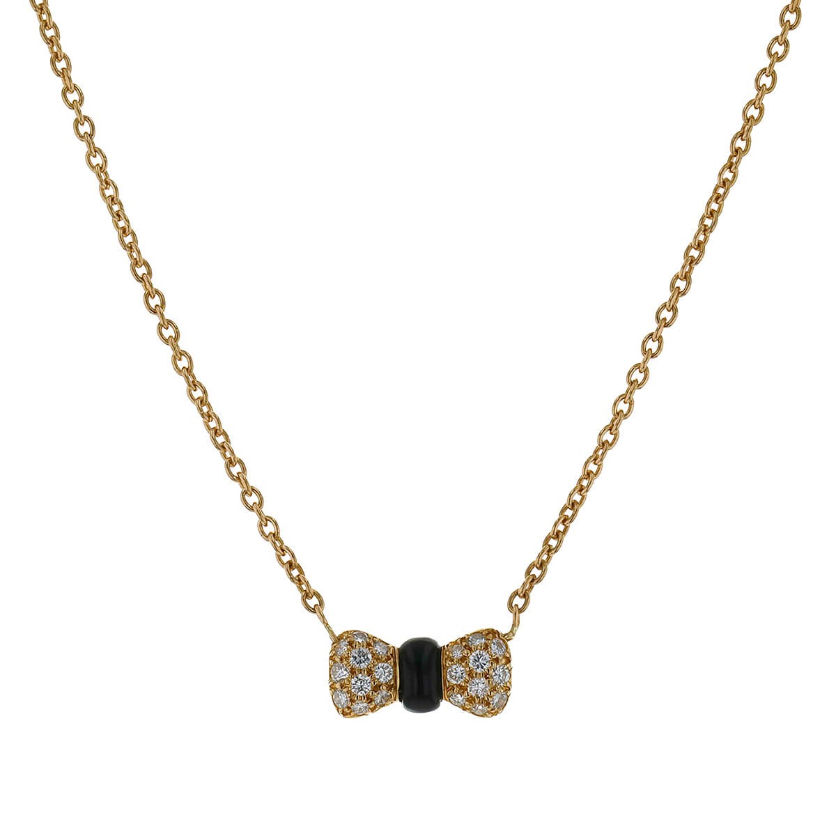 van cleef & arpels onyx, diamonds and gold necklace