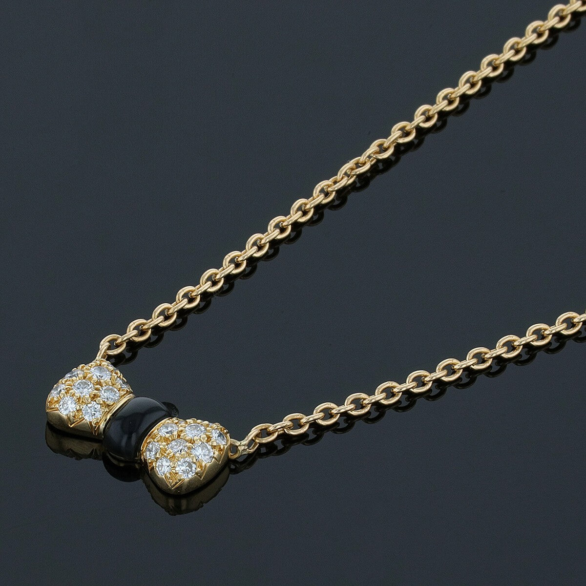 van cleef & arpels onyx, diamonds and gold necklace