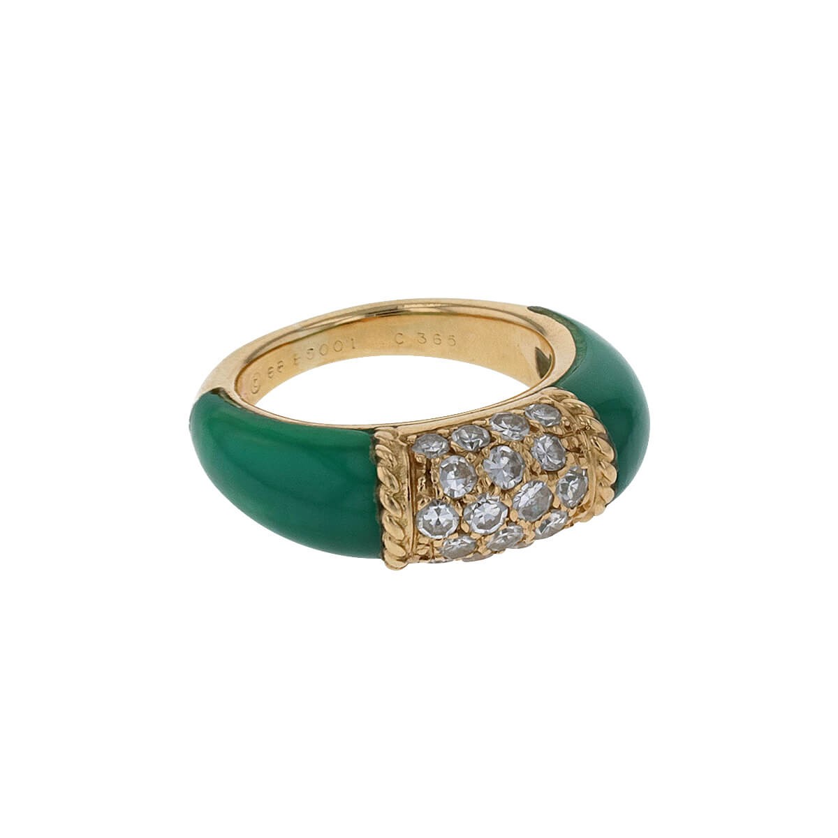van cleef & arpels philippine gold, green chalcedony and diamonds ring