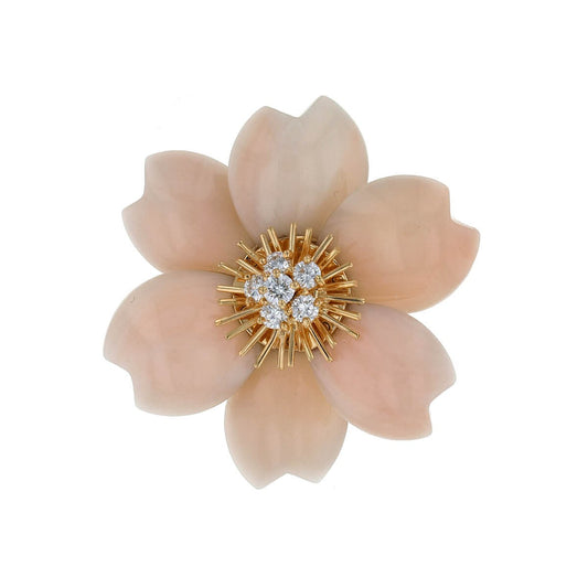 Van Cleef & Arpels Rose de No‘l coral, diamonds and gold earrings
