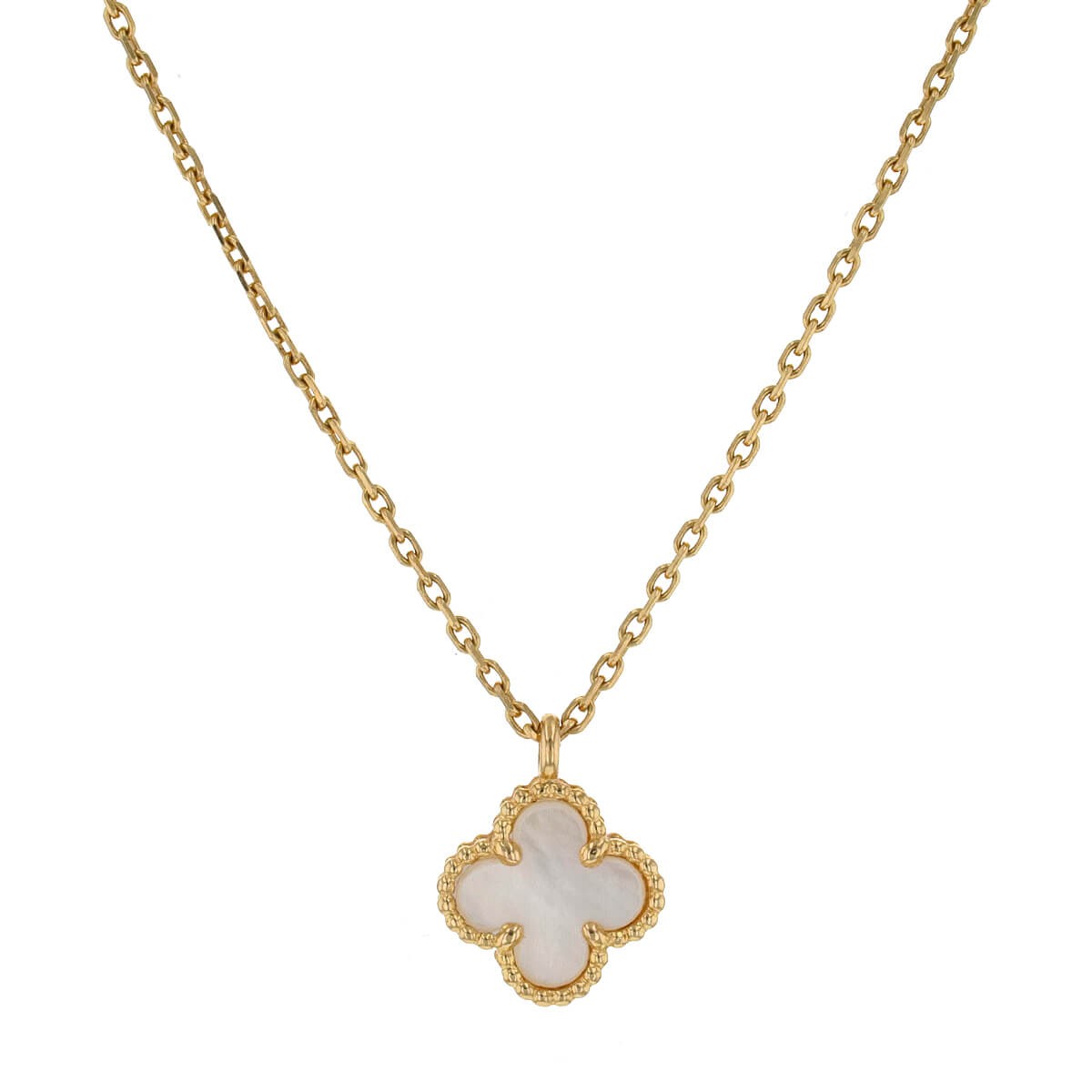 van cleef & arpels sweet alhambra mother of pearl and gold necklace