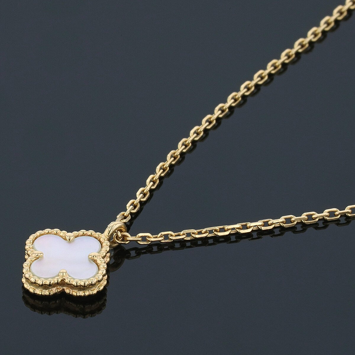 van cleef & arpels sweet alhambra mother of pearl and gold necklace