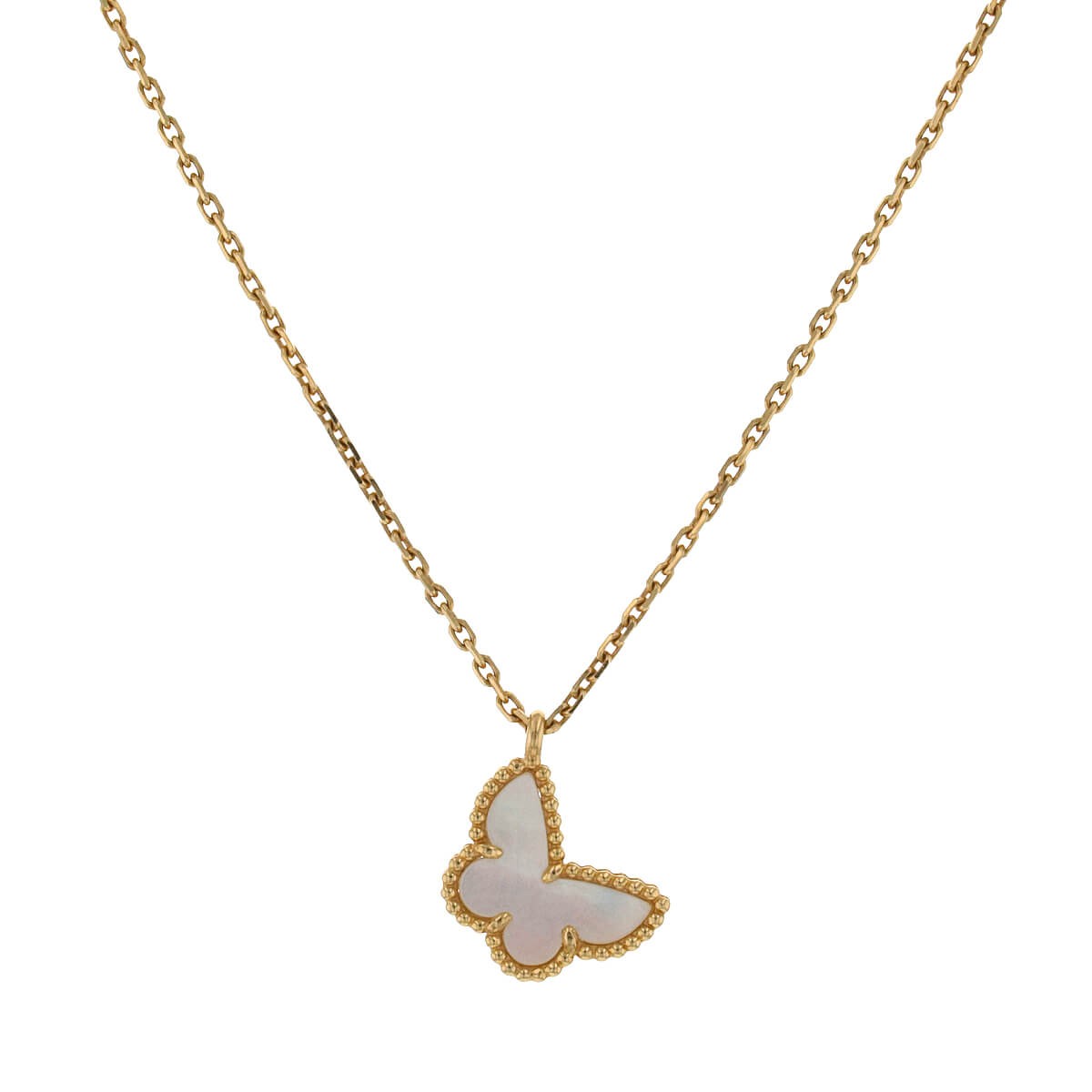 van cleef & arpels sweet alhambra papillon gold and mother-of-pearl necklace