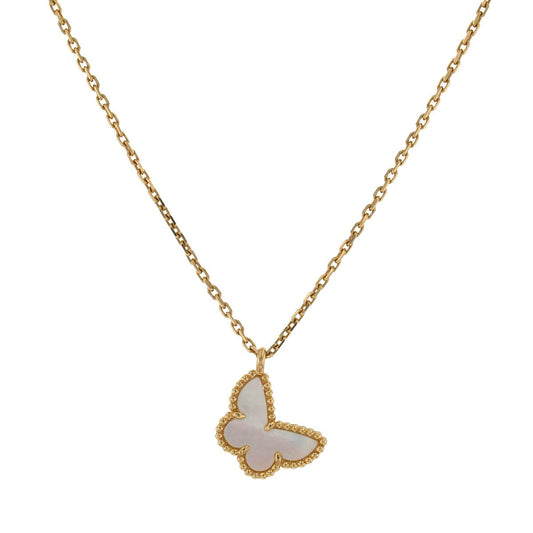 Van Cleef & Arpels Sweet Alhambra Papillon gold and mother-of-pearl necklace