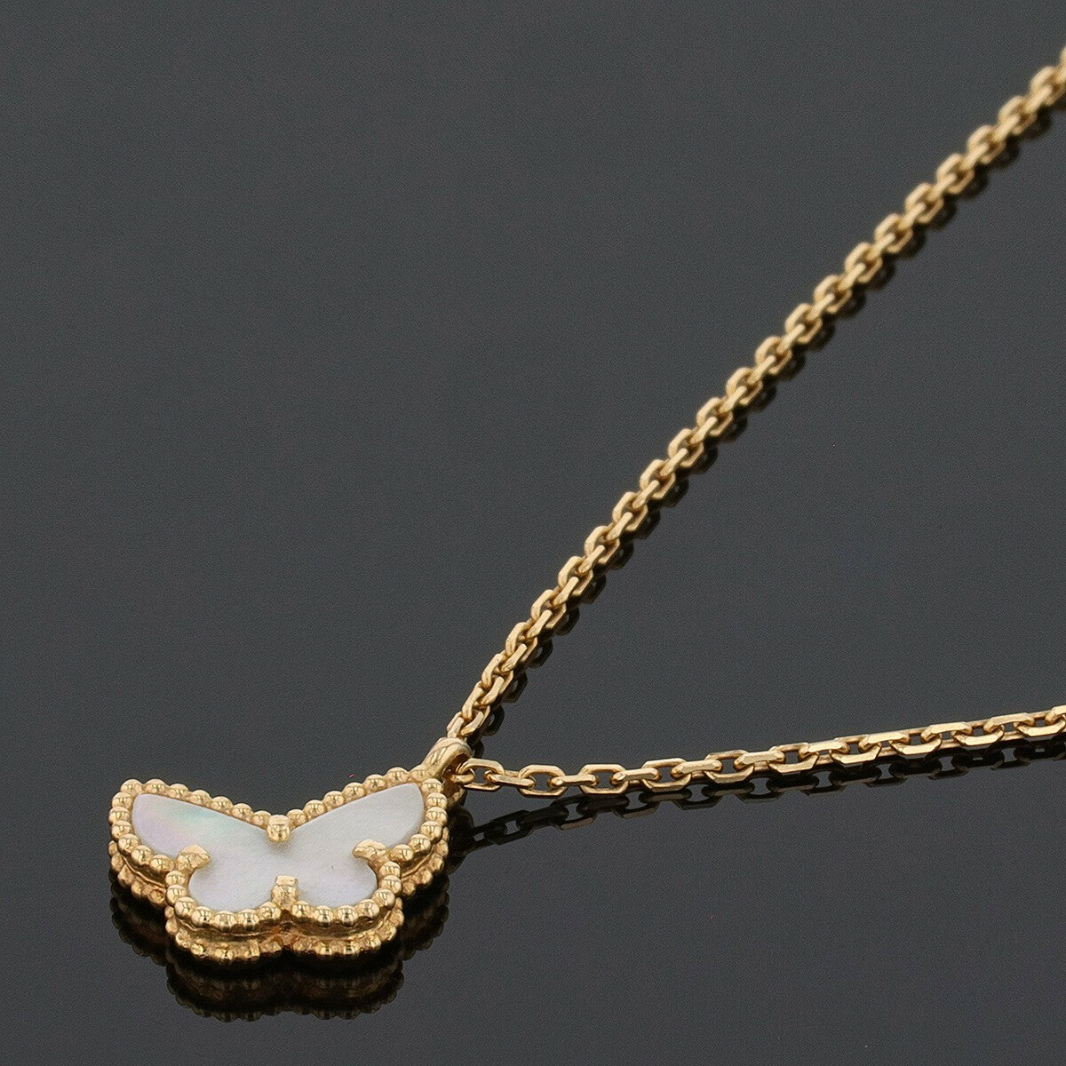 van cleef & arpels sweet alhambra papillon gold and mother-of-pearl necklace