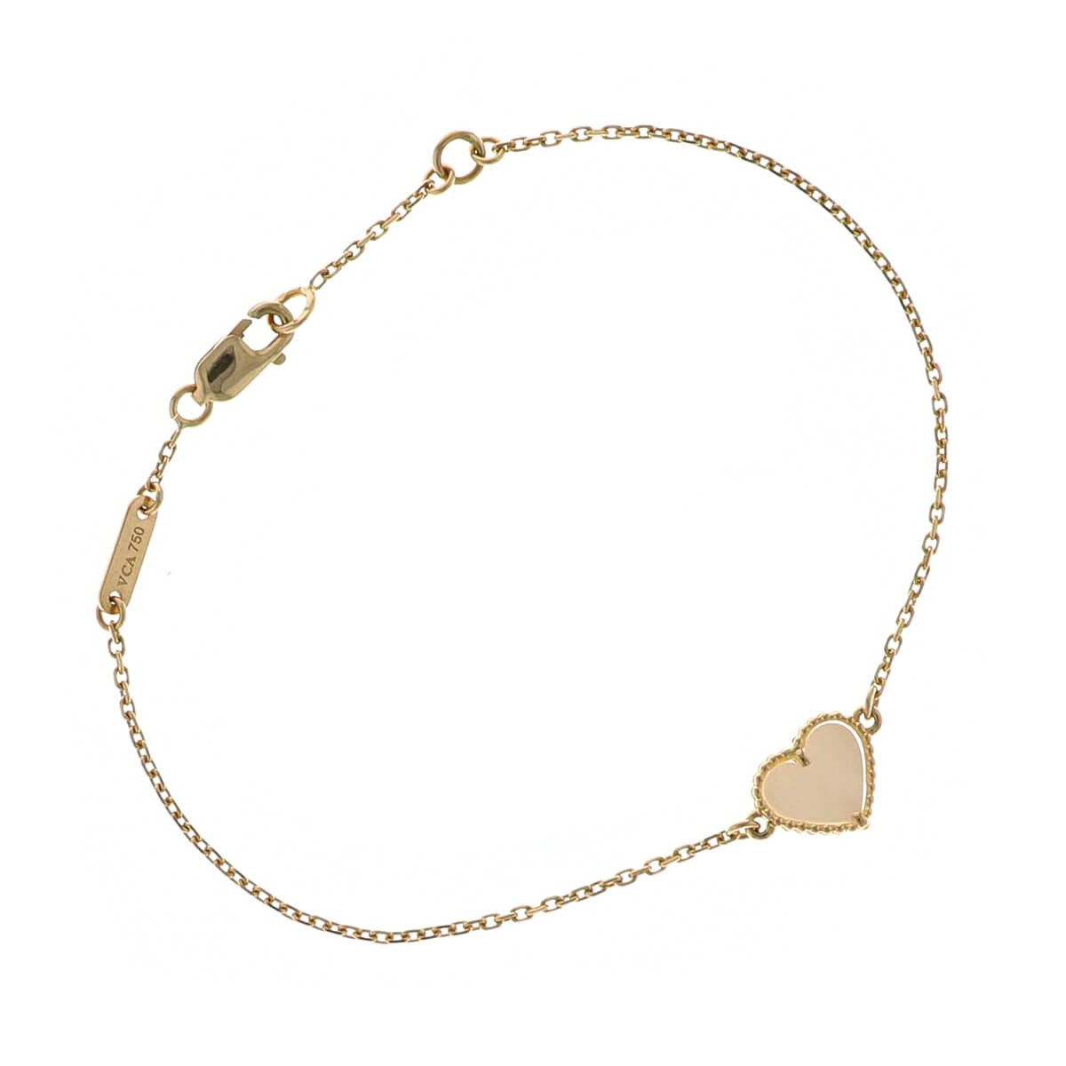 van cleef & arpels sweet hearts mother of pearl and gold bracelet