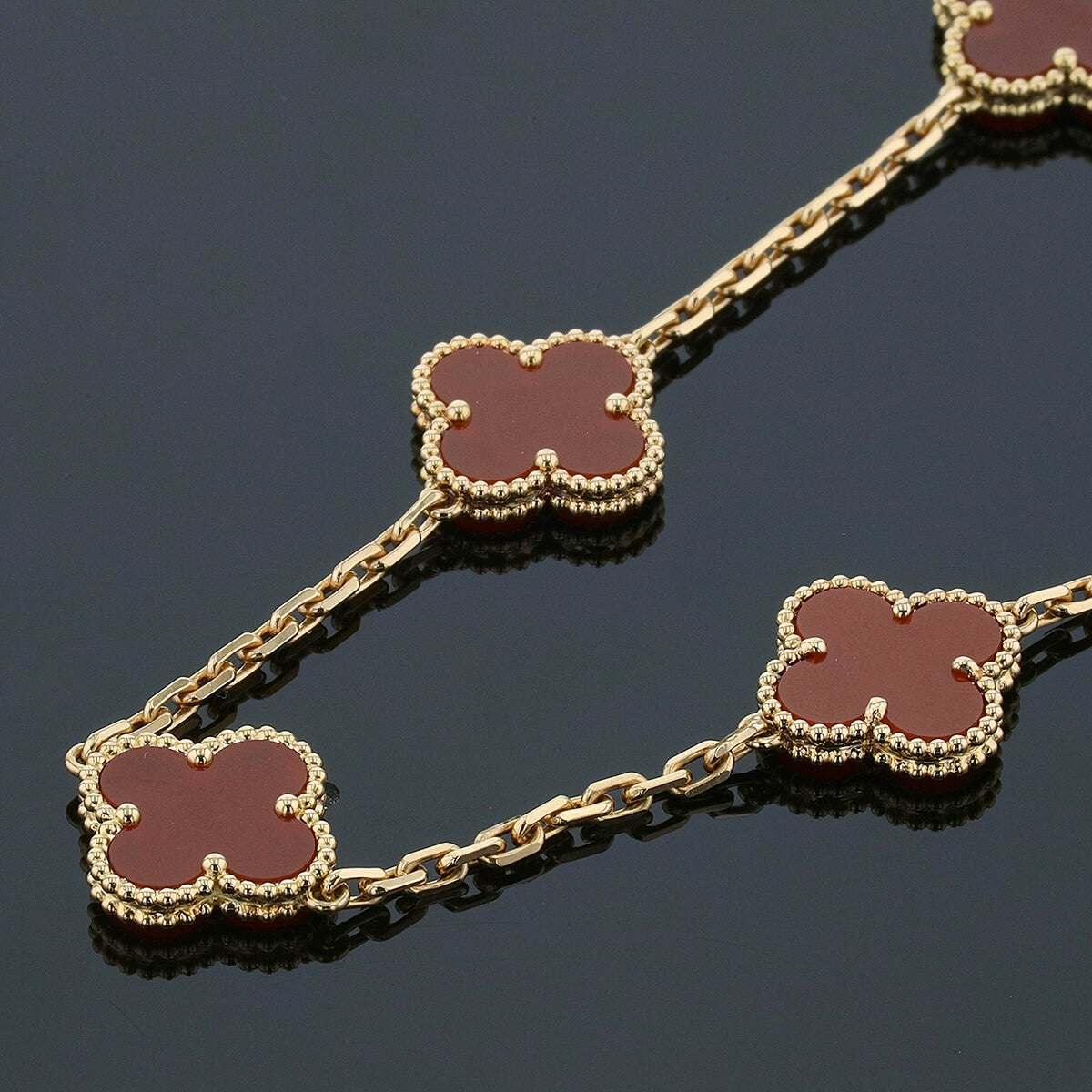 van cleef & arpels vintage alhambra carnelian and gold bracelet