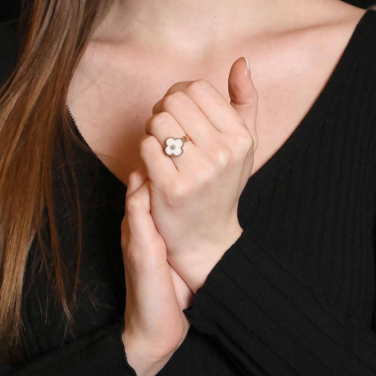 van cleef & arpels vintage alhambra diamond and gold ring