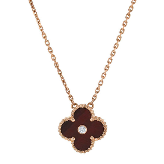 Van Cleef & Arpels Vintage Alhambra gold, bullÕs eye quartz and diamond necklace