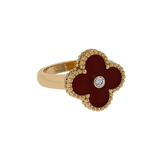 Van Cleef & Arpels Vintage Alhambra gold, cornelian and diamond ring