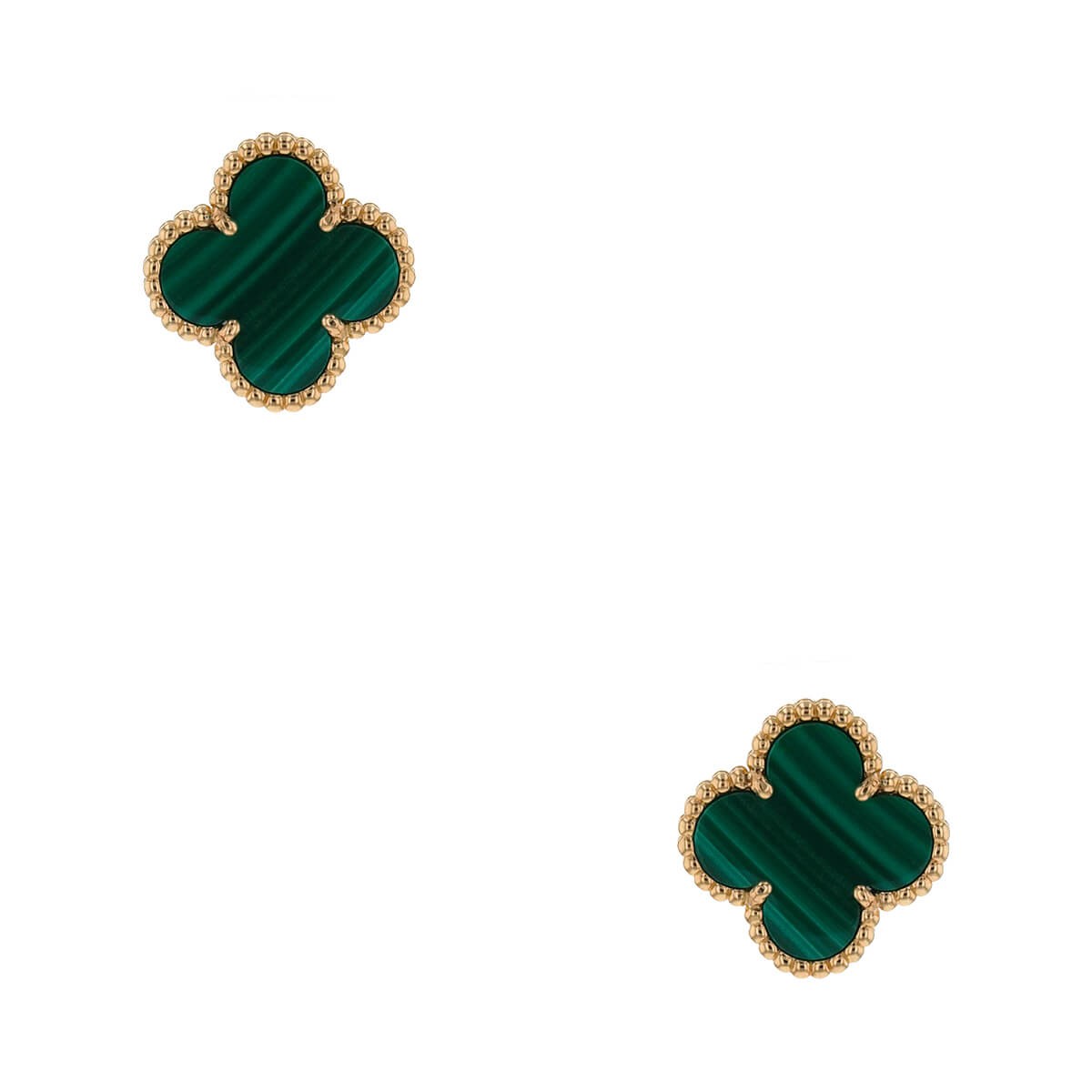 van cleef & arpels vintage alhambra malachite and gold earrings