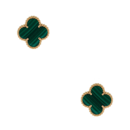 Van Cleef & Arpels Vintage Alhambra malachite and gold earrings