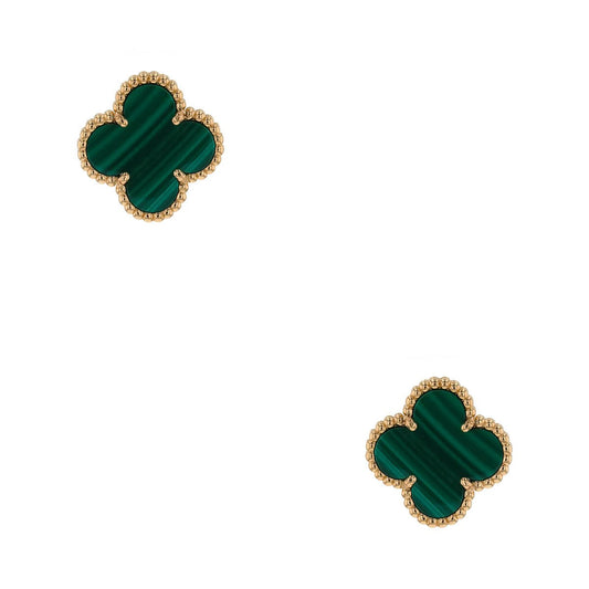 Van Cleef & Arpels Vintage Alhambra malachite and gold earrings
