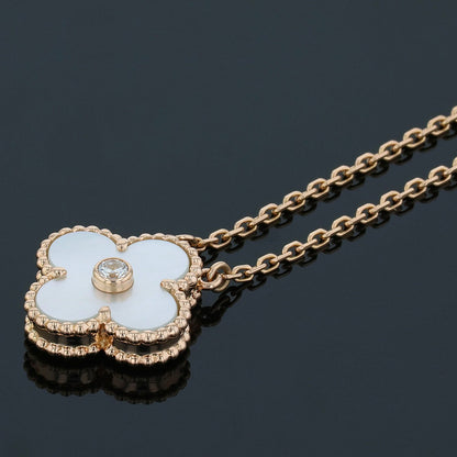 Van Cleef & Arpels Vintage Alhambra mother-of-pearl, diamond and gold necklace